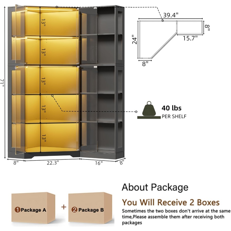 Vitrine de canto com portas de - Storage & Organization avaliação e preço